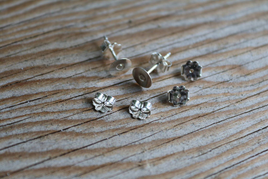 6mm 925 Sterling Silver Stud Posts And Backing (5 Pairs)