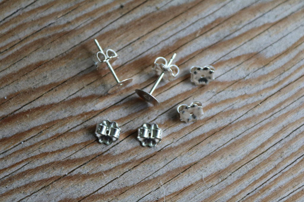 6mm 925 Sterling Silver Stud Posts And Backing (5 Pairs)