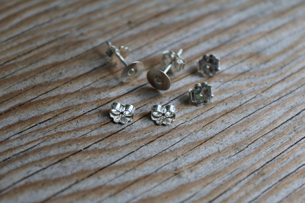 6mm 925 Sterling Silver Stud Posts And Backing (5 Pairs)