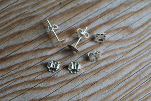 6mm 925 Sterling Silver Stud Posts And Backing (5 Pairs)